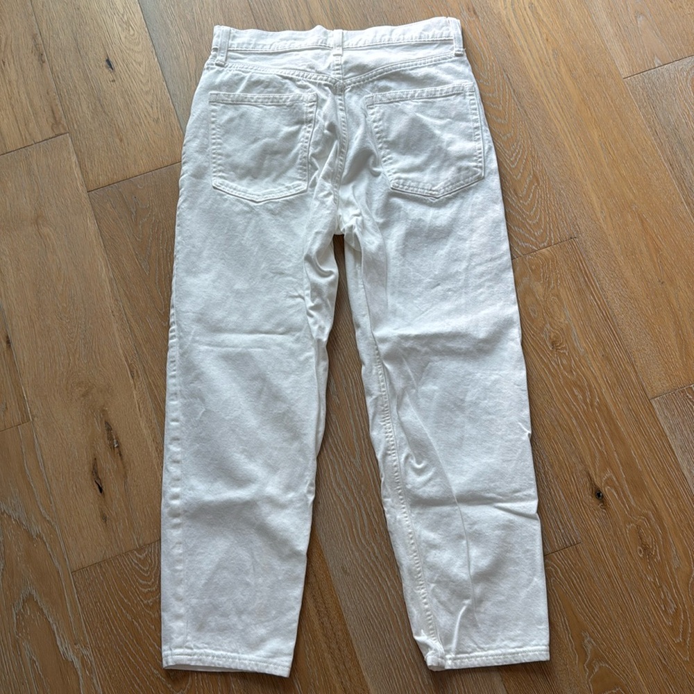 $79 GAP 27 4 R Barrel Jean high rise white soft cropped ankle worn once
